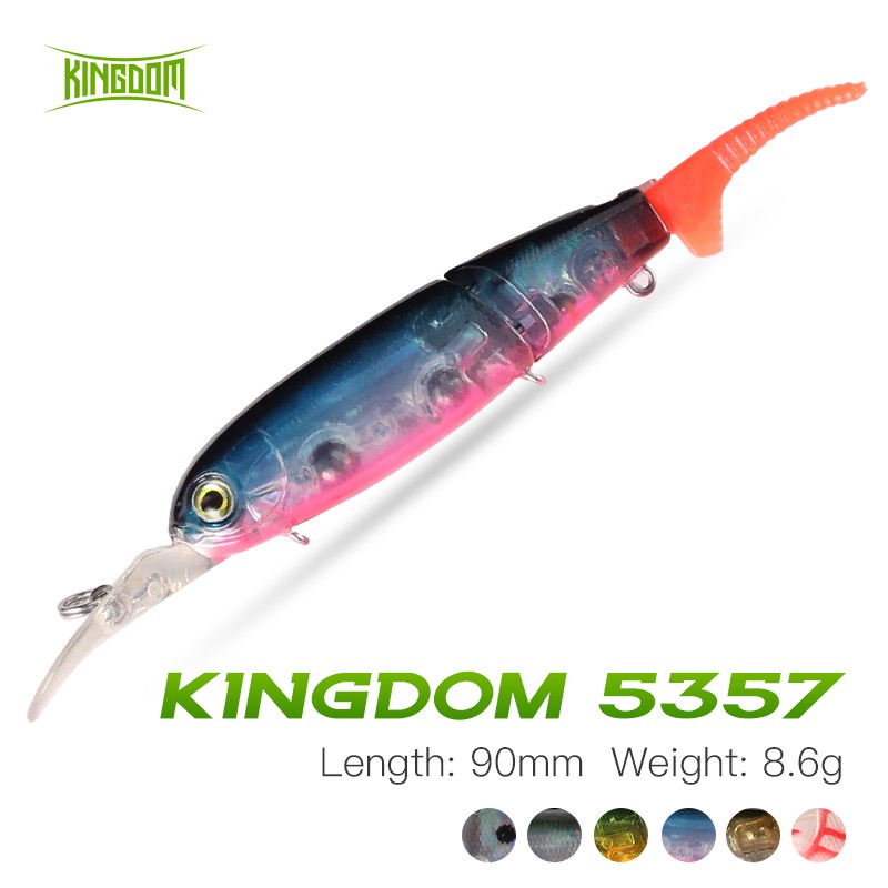 Mồi câu giả Jerkbait Minnow Kingdom kiểu mồi chìm/nổi trên mặt nước 2 đầu nối dùng để câu cá cẩu 8.6g 90mm