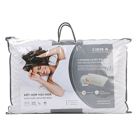 Gối cao su Liên Á oval grey C fusion than hoạt tính chính hãng