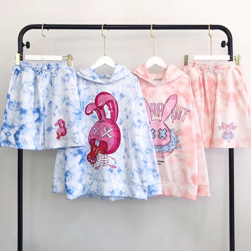Set Hoodie Loang 3D Hoạ Tiết BAD RABIT Ảnh Thật