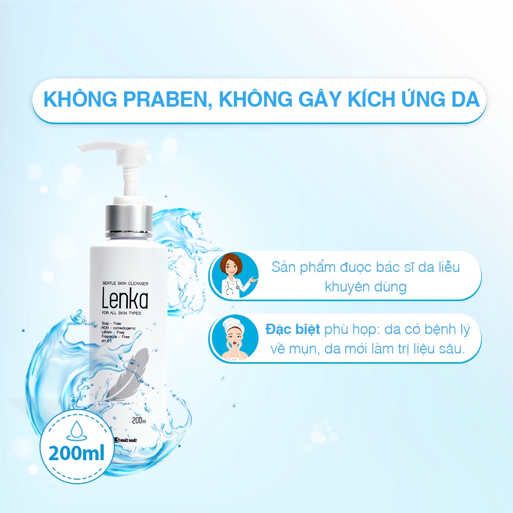 Sữa rửa mặt Lenka - Chứng nhận lâm sàng tại viện da liễu TW (Chai 200 - 500ml) | BigBuy360 - bigbuy360.vn