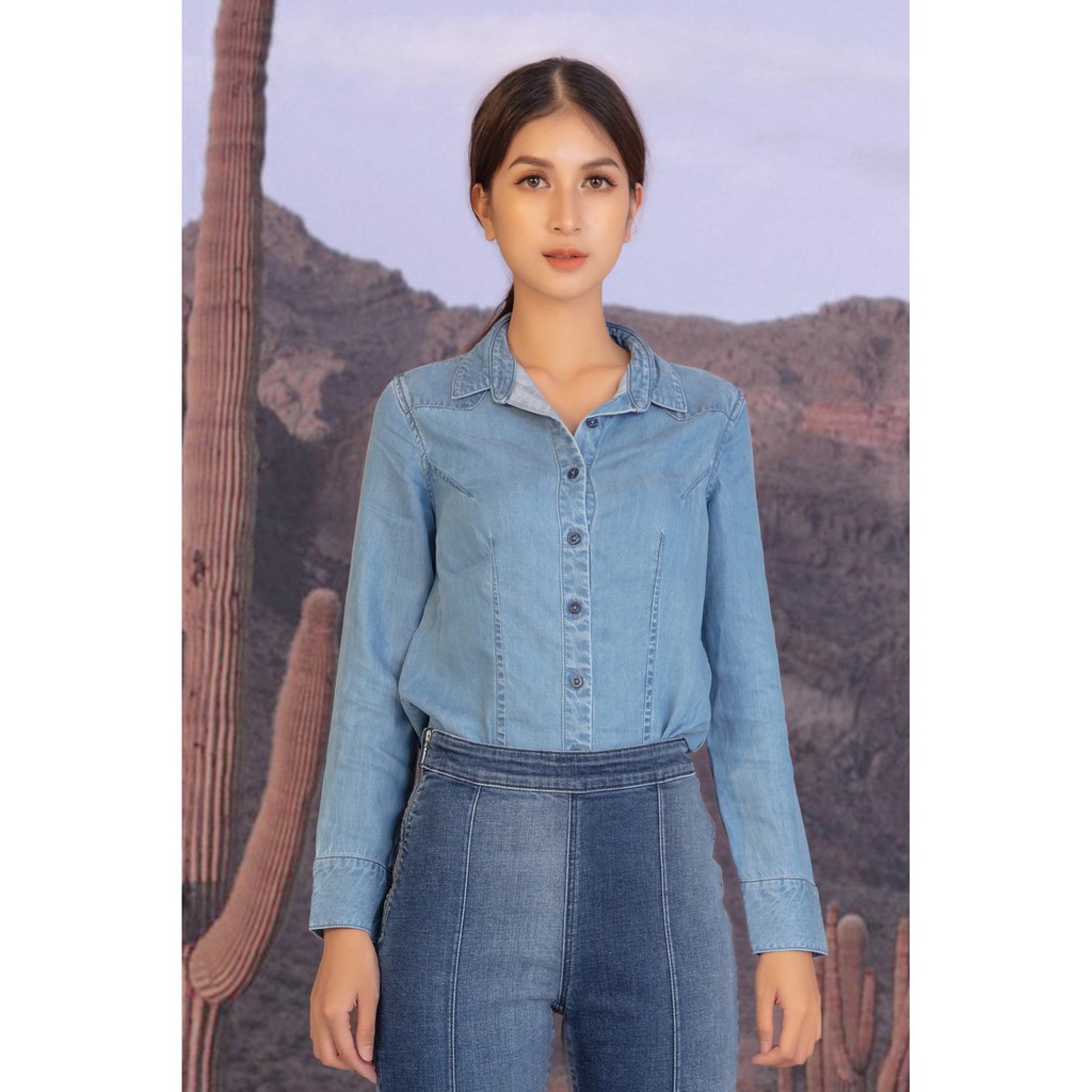 [Mã FAMALLT5 giảm 15% đơn 150k] Áo sơ mi denim nữ dáng rộng - 319WD2034B3910 V-SIXTYFOUR