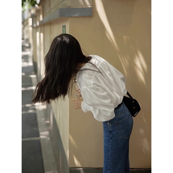 Áo sơmi lụa cổ chéo xinh xắn