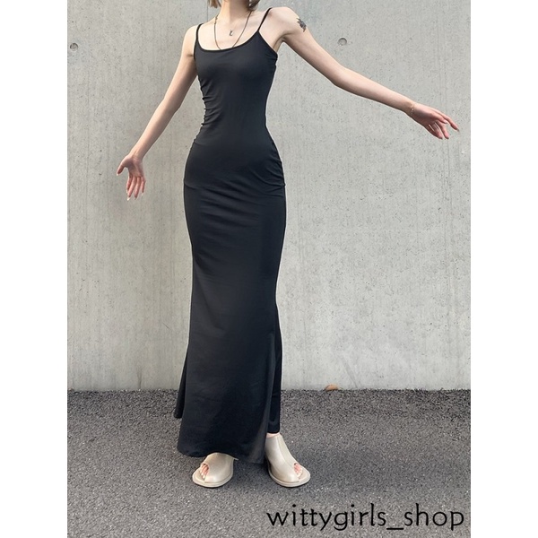 Wittygirls_ Shop | Đầm Hai Dây Màu Sắc Đơn Giản Quyến Rũ Cho Nữ