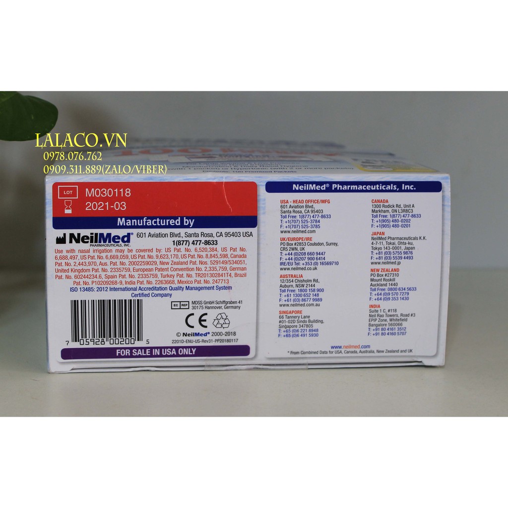 [ Tách lẻ ] Muối rửa mũi NeilMed Sinus Rinse hộp 100 gói