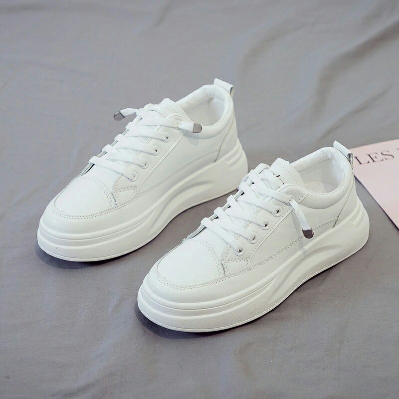 Giày thể thao nữ độn đế cao phiên bản Hàn Quốc dây buộc đế cao su đúc cao cấp | BigBuy360 - bigbuy360.vn