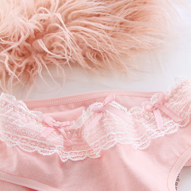 Quần Lót Nữ - Quần Lót Nữ Cotton cao cấp kháng khuẩn mềm mại viền bèo đính nơ điệu đà DAN STORE MÃ C004