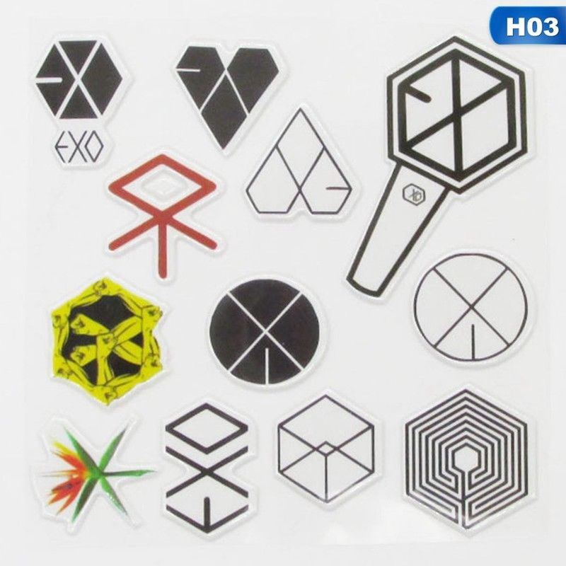 Miếng dán Logo nhóm nhạc KPOP BTS EXO WANNA ONE