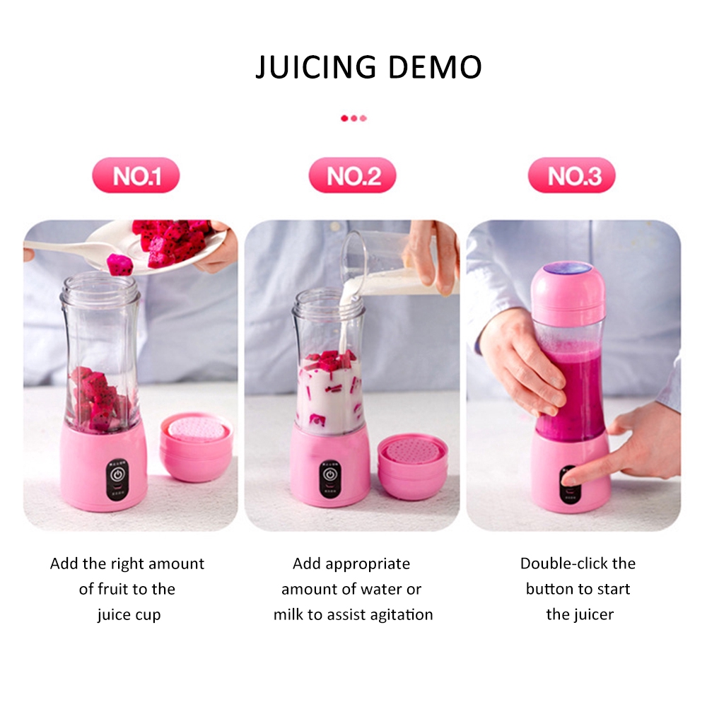 Máy xay sinh tố 400ml rechargeable portable juicer blender 6 blade smoothie squeezer blender Mini Juice Cup ♥