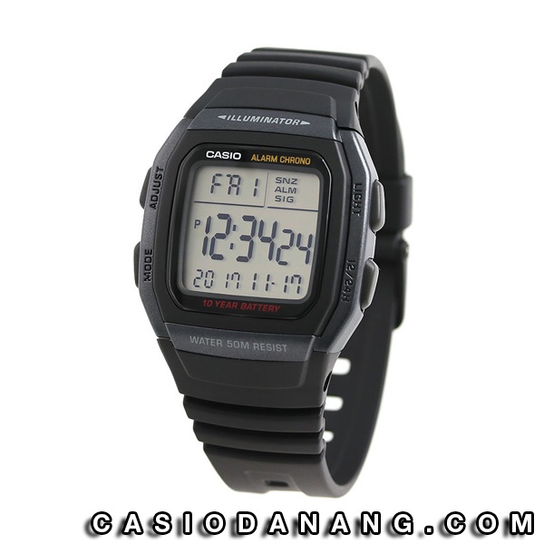 Đồng hồ nam dây nhựa Casio chính hãng Anh Khuê W-96H-1BVDF