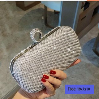 Ví nữ cầm tay dự tiệc đẹp, bóp cầm tay nữ dự tiệc, cưới đính đá xỏ ngón sang trọng - T866