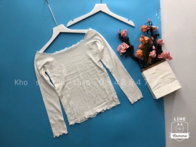 Áo thun gân trễ vai tay dài hình chụp thật kèm video | BigBuy360 - bigbuy360.vn