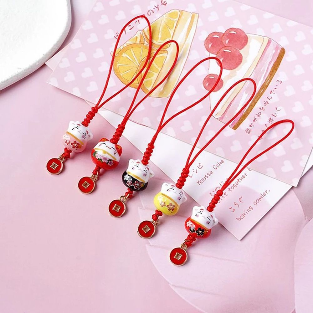 Móc khóa mèo Maneki Neko Nhật Bản may mắn để làm quà tặng