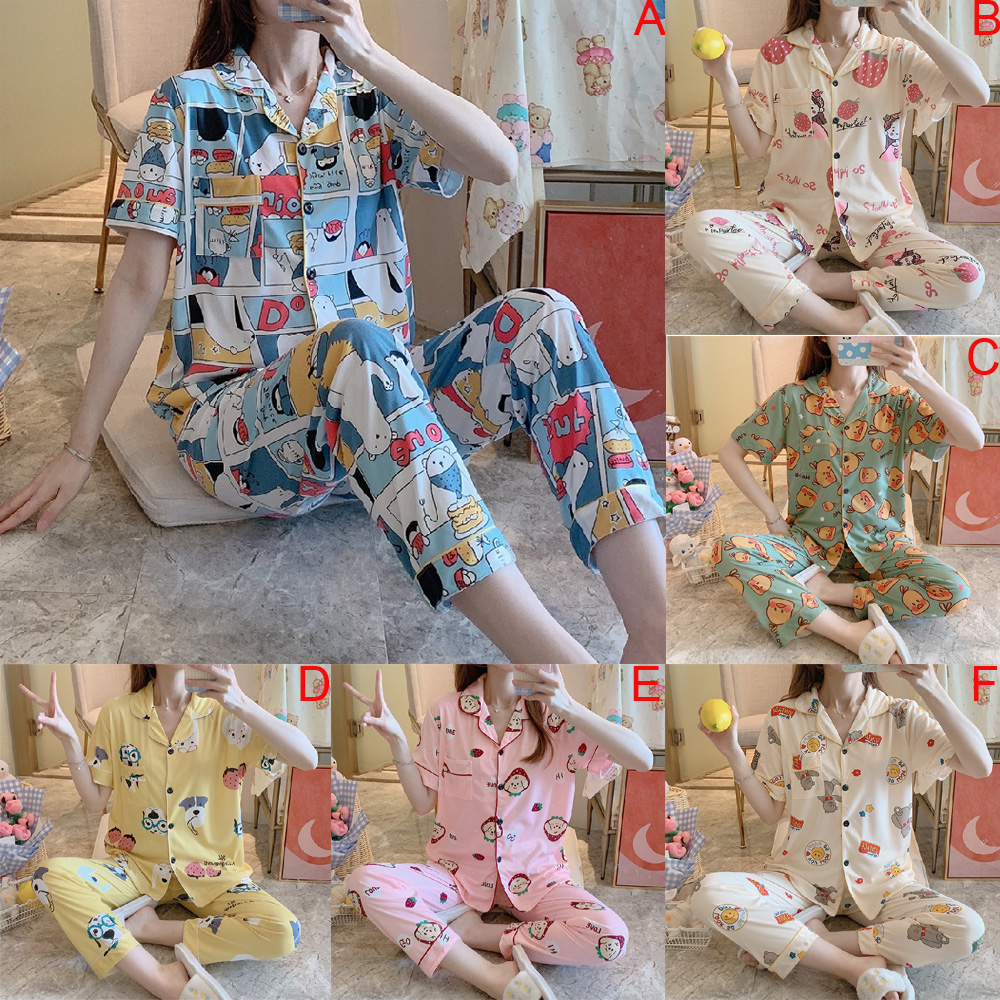 Bộ Đồ Ngủ Ngắn Tay Phong Cách Hàn Quốc Dành Cho Nữ