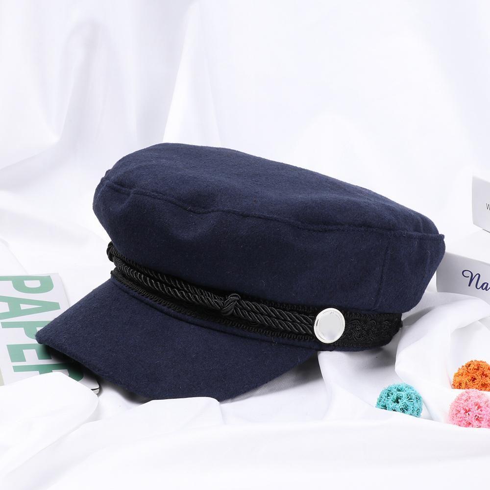 BEAUTY Mũ Beret Vải Nỉ Màu Đen Xám Phong Cách Thủy Thủ Thời Trang Mùa Thu Cho Nữ