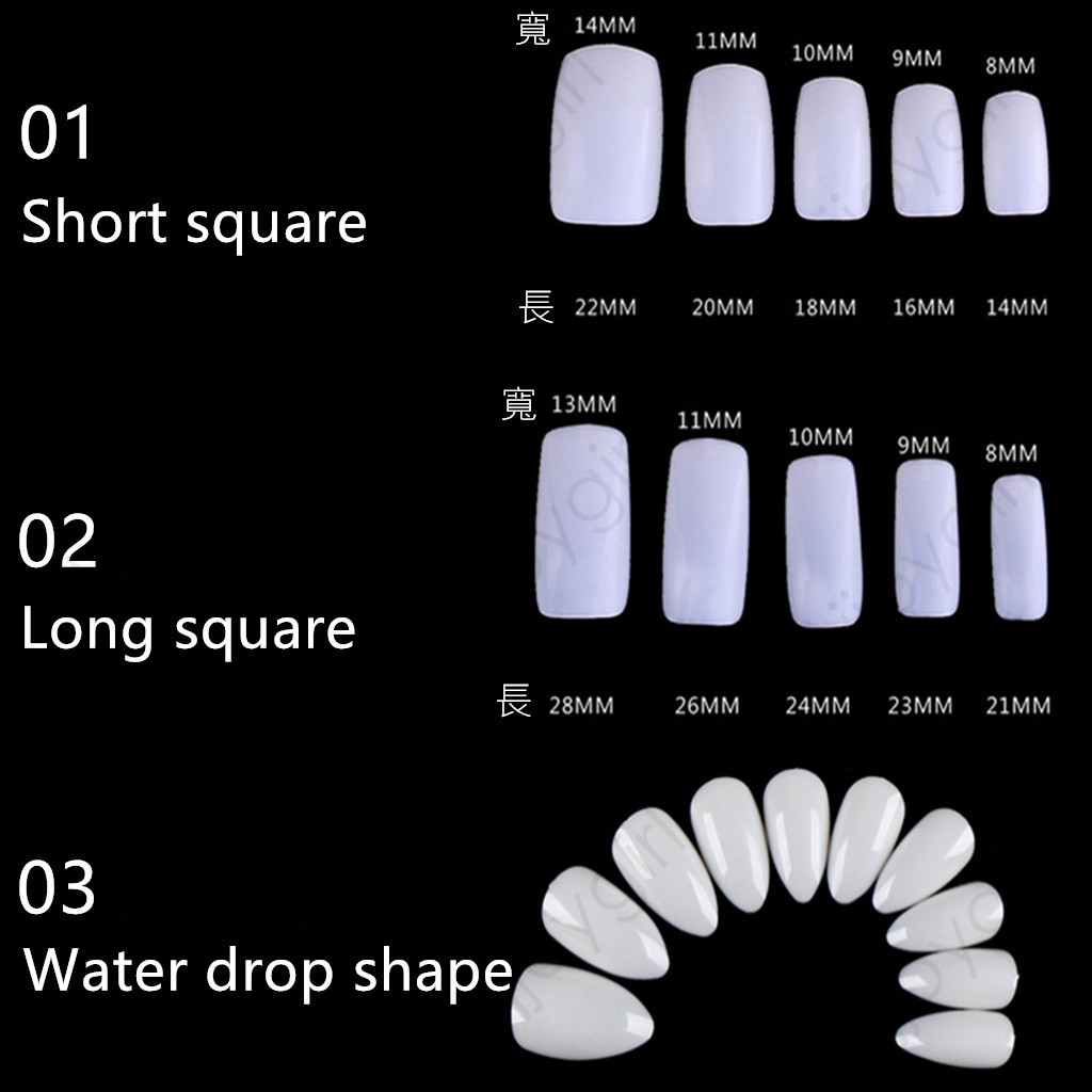 Bộ 100 móng tay giả kiểu vuông ngắn/vuông dài/kiểu giọt nước màu tự nhiên/trong suốt/hồng | BigBuy360 - bigbuy360.vn