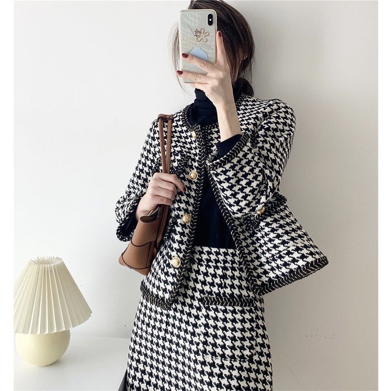 Set Dạ Tweed, Dạ Trần Bông Hai Lớp Dày Dặn, Bộ Đồ Hàng QCCC, Sọc Caro Cài Khuy