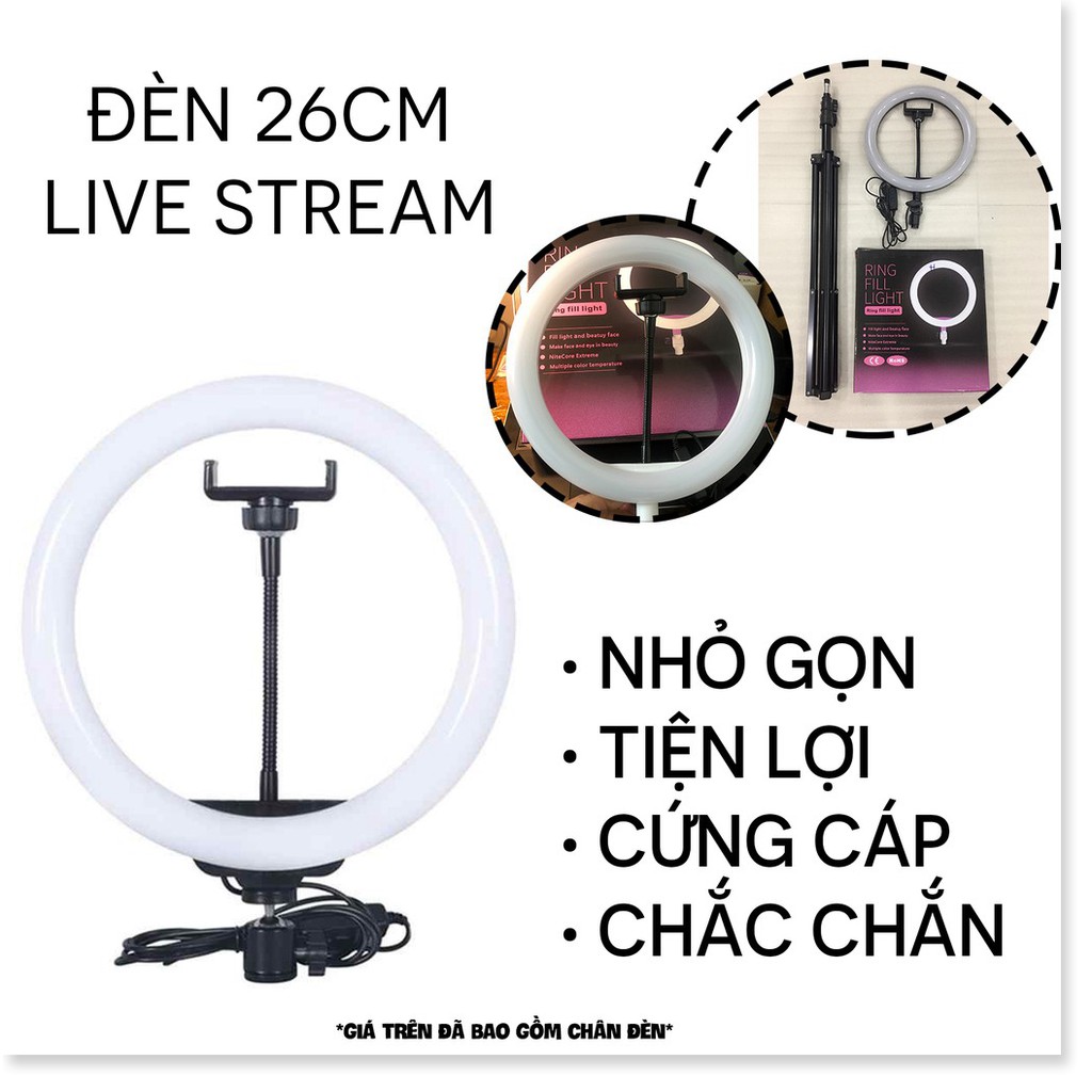 Bộ đèn livestream 26cm HÀNG LOẠI 1 + chân đèn 2m1, makeup, spa, chụp ảnh, quay video, tiktok, bigo, youtube, bán hàng ol