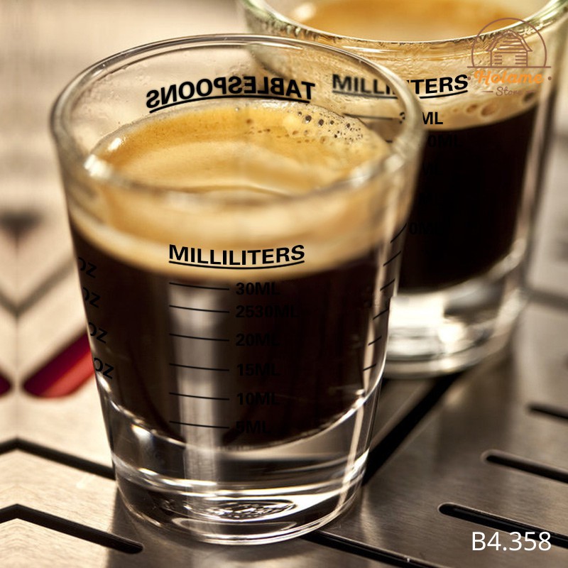 Cốc Espresso, cốc chia vạch, hũ rót thủy tinh mini dùng uống cafe