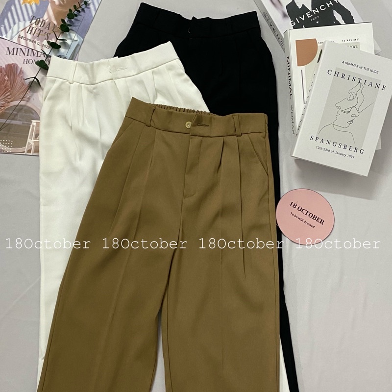 Quần ống suông ống rộng nữ cạp chun sau vải Ruby mềm mịn chất đẹp