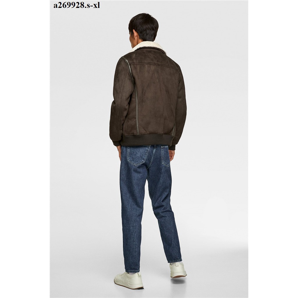 ÁO KHOÁC DA LỘN NAM ZA.RA DÁNG NGẮN CAO CẤP LÓT LÔNG CỪU