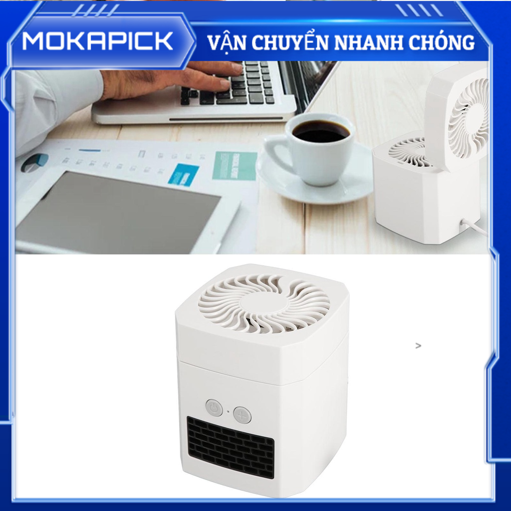 Mokapick Quạt sưởi điện Đa chức năng 2 trong 1 Im lặng 3 chế độ không gian nhỏ làm mát cho bàn văn phòng nhà 110‑220V