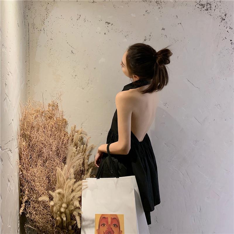 Đầm ngắn chữ A ôm eo màu trắng gợi cảm thời trang mùa hè 2020 cho nữ