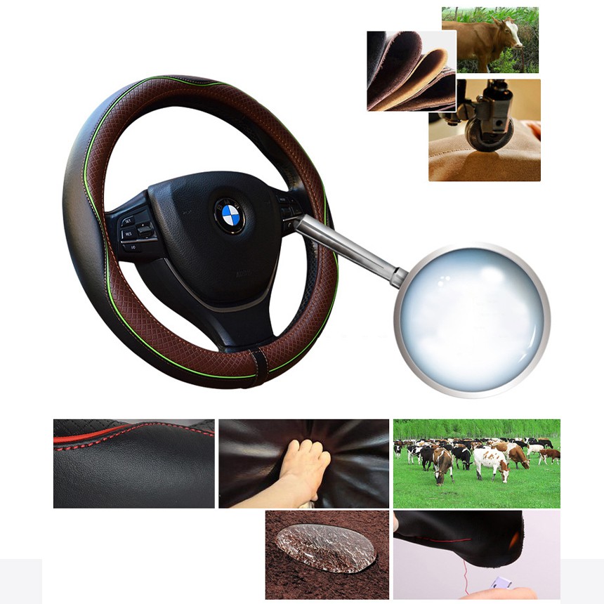Bọc vô lăng da cao cấp size 38cm cho xe ô tô 4 5 7 chỗ,chất liệu da êm mềm, chống trơn trượt khi dùng,lót cao su