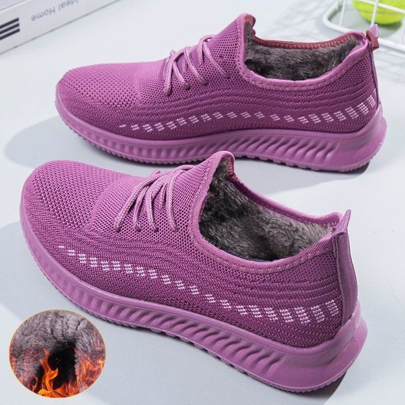 ◇❒Giày vải cộng nhung dày bông giày cao tuổi giày đơn giày bệt chống trượt
