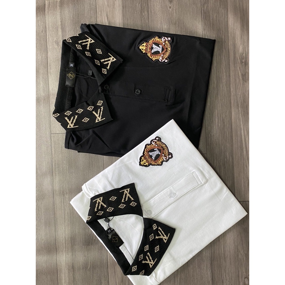 Áo thun nam LV có cổ tay ngắn, áo polo giá rẻ vải cotton dày co dãn tốt KING77_FASHION