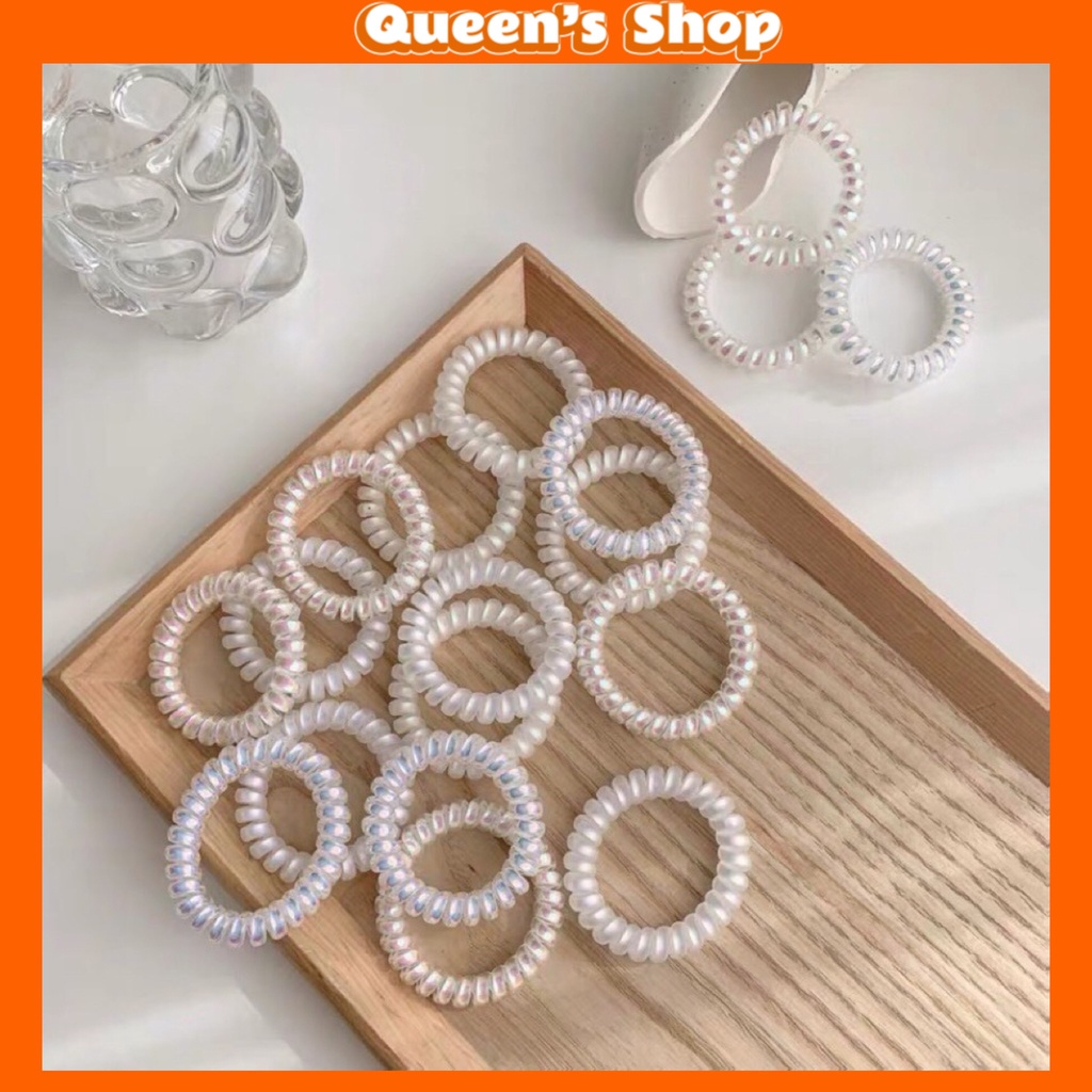 SỈ-Lò xo trắng trong/Dây buôcn tóc xoắn cực dễ buộc/
