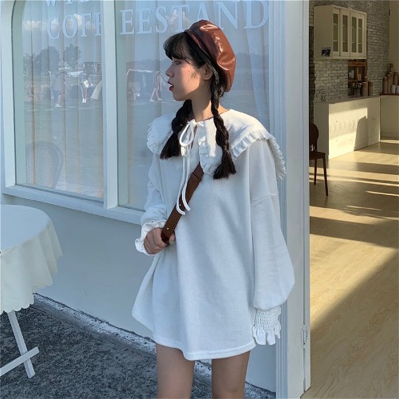 【ZHELIHANGFEI】Áo Thun Dài Tay Cổ Búp Bê Xinh Xắn Dành Cho Nữ