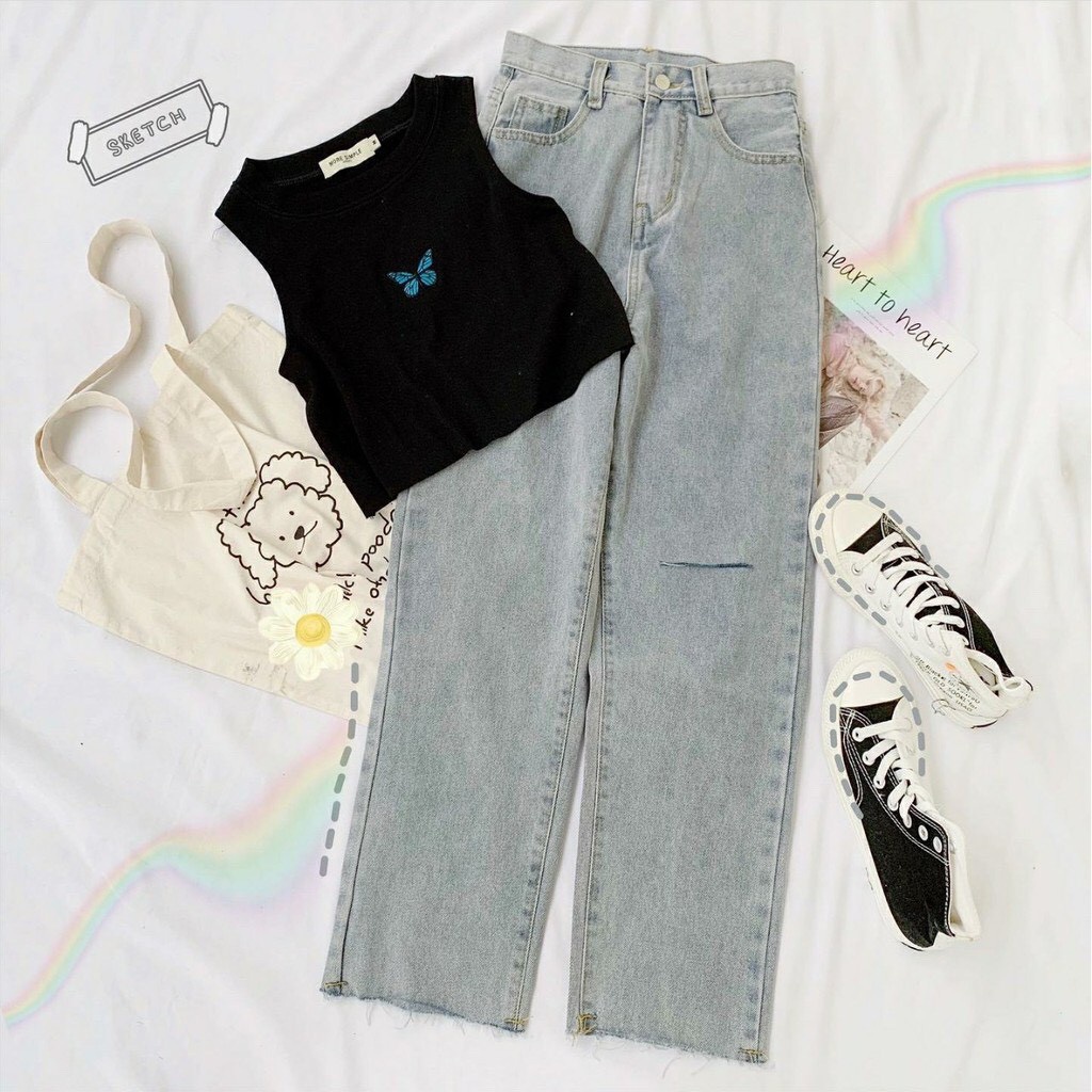 Áo Croptop BƯỚM Ulzzang (ẢNH THẬT)