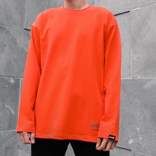 Áo phông thun trơn nam nữ tay dài vải cotton cao cấp màu cam basic đẹp oversized - by xfire atxsenprecam322