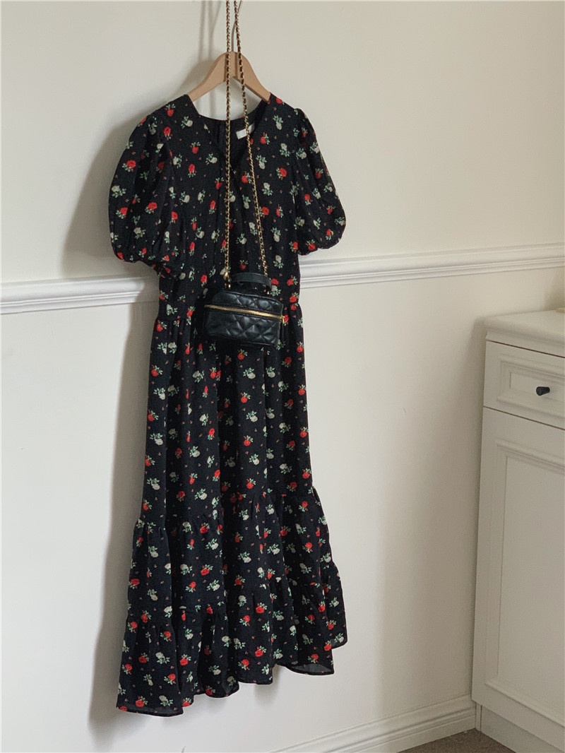 Đầm Hoa Ngắn Tay Cổ Chữ V Thời Trang Hàn Quốc Mới 52110