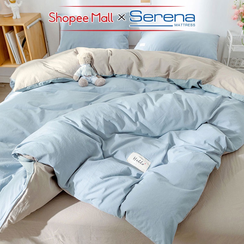 Ga Giường Đẹp 5 Món Cotton Tici SERENA Chính Hãng Bộ Chăn Ra Grap Drap Gối Đệm Nệm Trải Phủ Bọc Giường Trần Bông Full