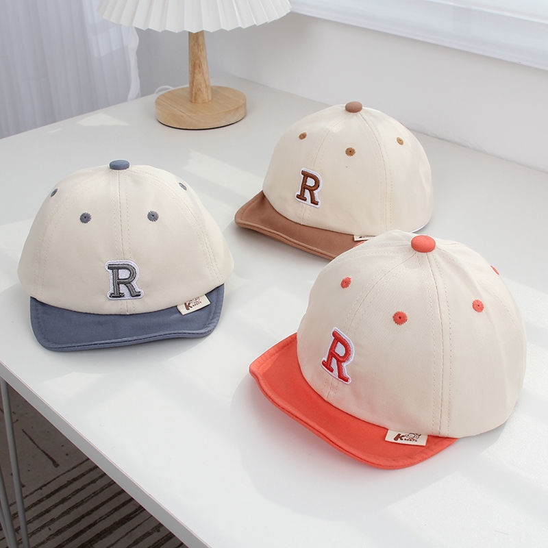 Mũ Lưỡi Trai Vành Mềm Thêu Chữ R Phối Màu Dễ Thương Cho Bé