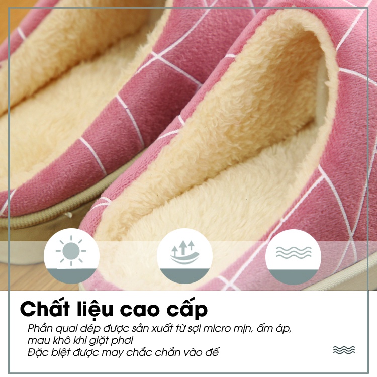 Dép bông mang trong nhà đế nhựa dẻo cực mềm êm chân và được may chắc chắn mã THANG62
