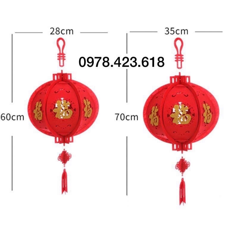 Lồng Đèn kéo quân 3D khắc chữ Phúc trang trí Tết - chúc mừng năm mới - đèn lồng Trung Hoa