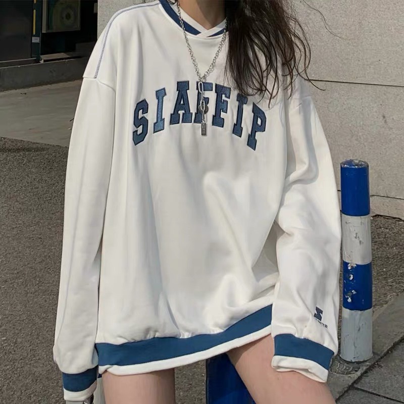 Áo sweater cổ tim SIA  chất nỉ ngoại mềm đẹp, rua vai, bo dệt, cổ tim, from to nam nữ mặc được