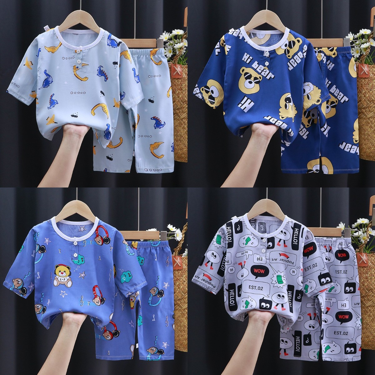 Bộ Đồ Ngủ Pijama Dài Tay Thời Trang Hàn Quốc Cho Bé Từ 3-8 Tuổi