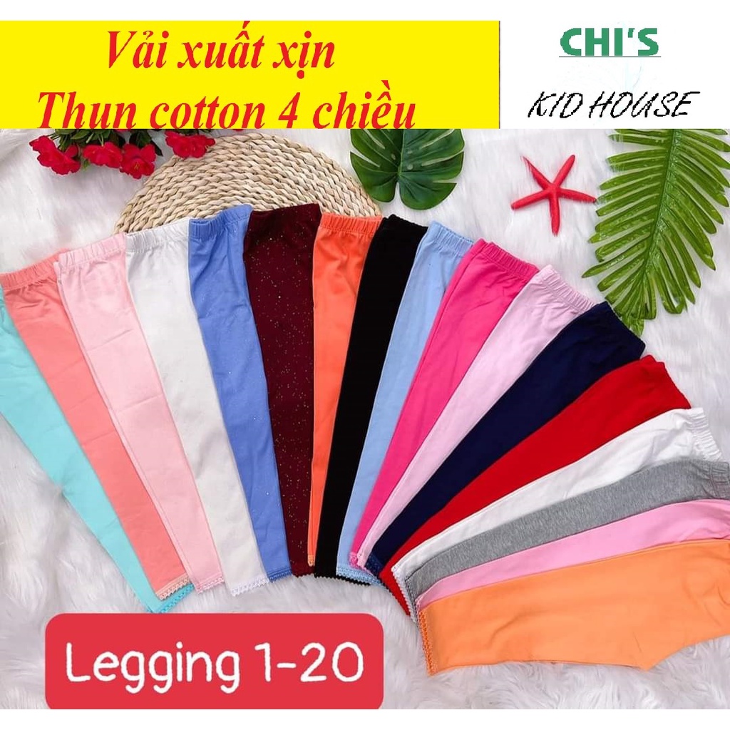 [VẢI XUẤT DƯ XỊN] QUẦN DÀI/ LEGGING TRƠN PHỐI REN DÀI CHO BÉ GÁI 10-20KG