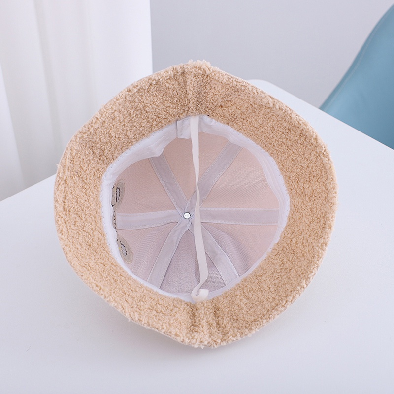 Mũ bucket nhung phối lông thú hoạ tiết hoạt hình đáng yêu ch bé