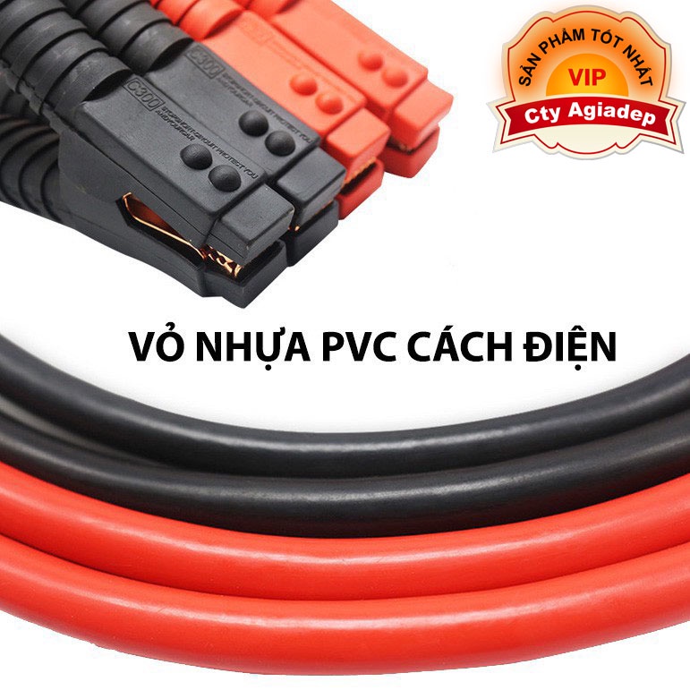 Dây câu cứu hộ bình ắc quy ô tô - Dây Câu Bình Điện Ắc Quy Dài 4m-3000A Lõi Đồng - Có Kẹp Cách Điện Bảo Hành 12 tháng