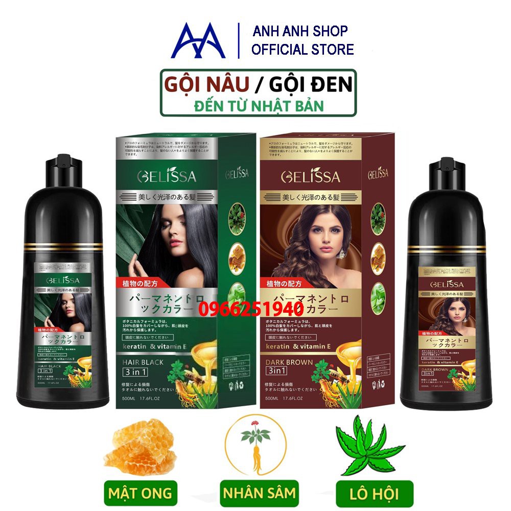 ✅DẦU GỘI PHỦ BẠC GELISSA NHẬT BẢN - DẦU GỘI NHUỘM TÓC ĐEN, NHUỘM TÓC NÂU TẠI NHÀ 500ML