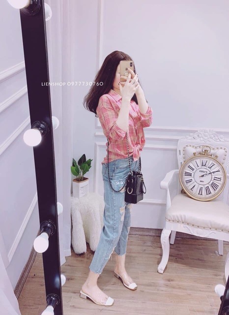 Áo sơ mi kẻ hồng hoặc vàng siêu hót | BigBuy360 - bigbuy360.vn