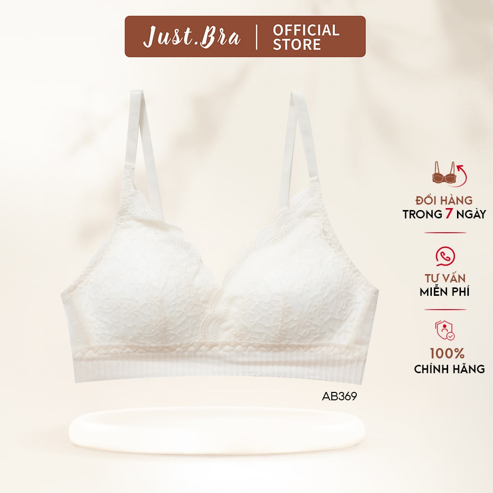 Áo ngực ren Just Bra thiết kế mút mỏng không gọng dây vai điều chỉnh linh hoạt AB369
