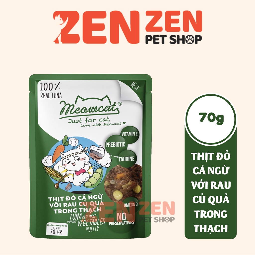 Pate Meowcat cho mèo - 9 hương vị, gói 70g