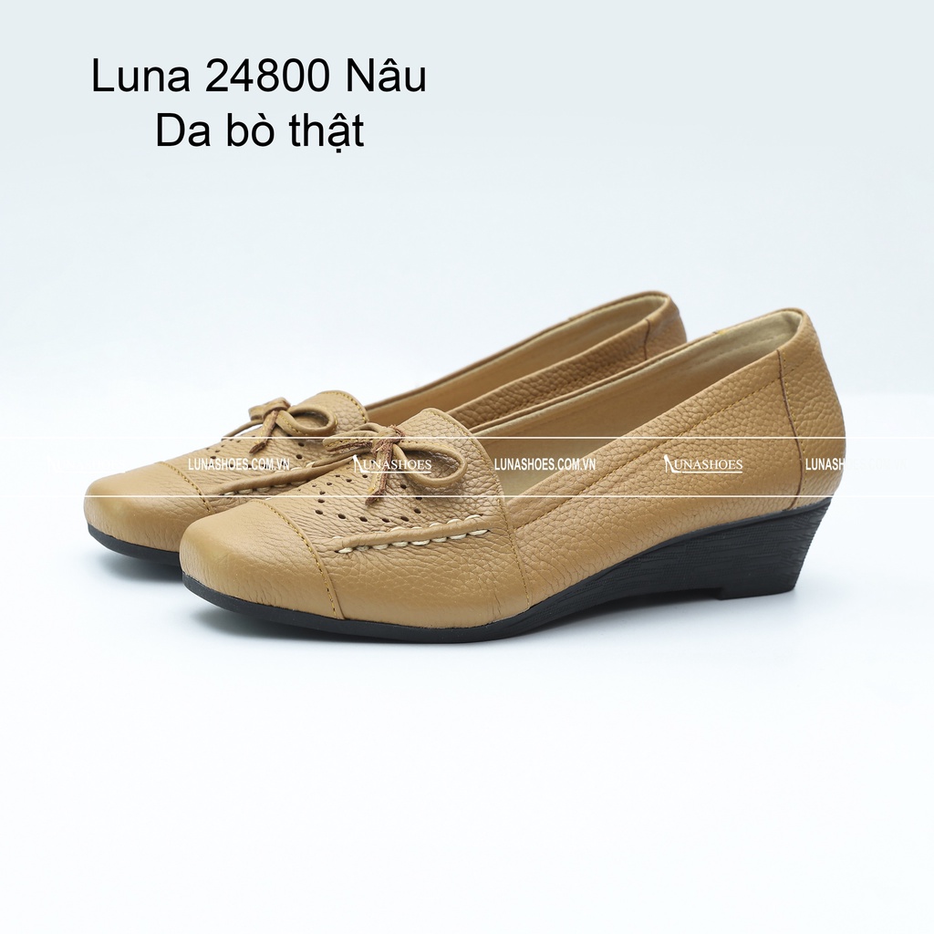 Giày trung niên nữ da bò Lunashoes 24800 giầy đế xuồng nữ 3p bảo hành 2 năm bong nổ sẵn hàng