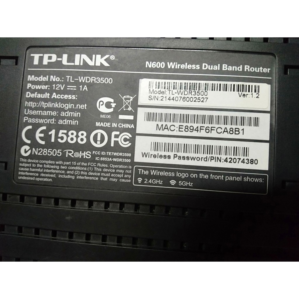 Bộ Phát Wifi TPLINK TL-WDR3500, Wireless Dual Band Router (N600) 2.4Ghz , 5Ghz, Hàng Chính Hãng.