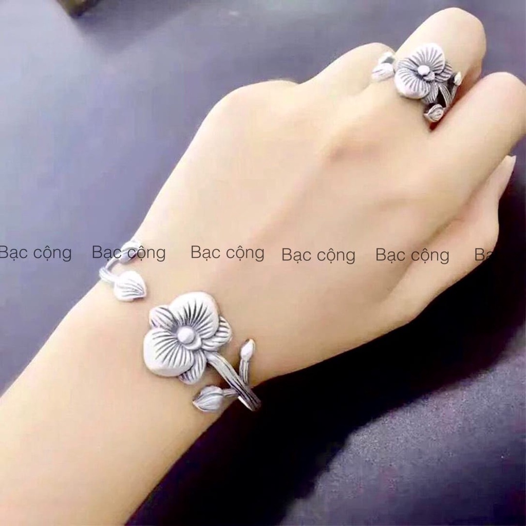 Bộ sản phẩm bạc hoa mai nguyên chất